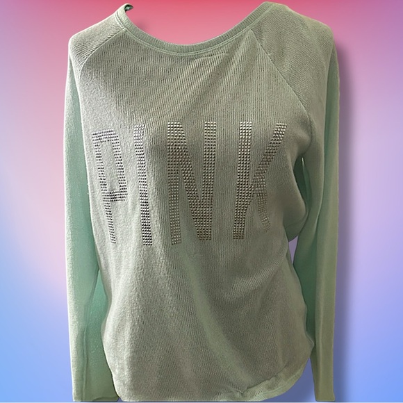 PINK Victoria's Secret Tops - PINK Victoria's Secret Light Green Sweatshirt